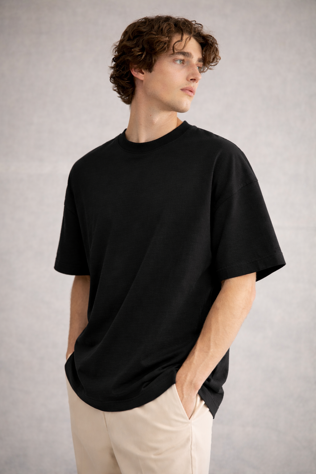 Premium Cotton Drop Shoulder T-shirts - Black